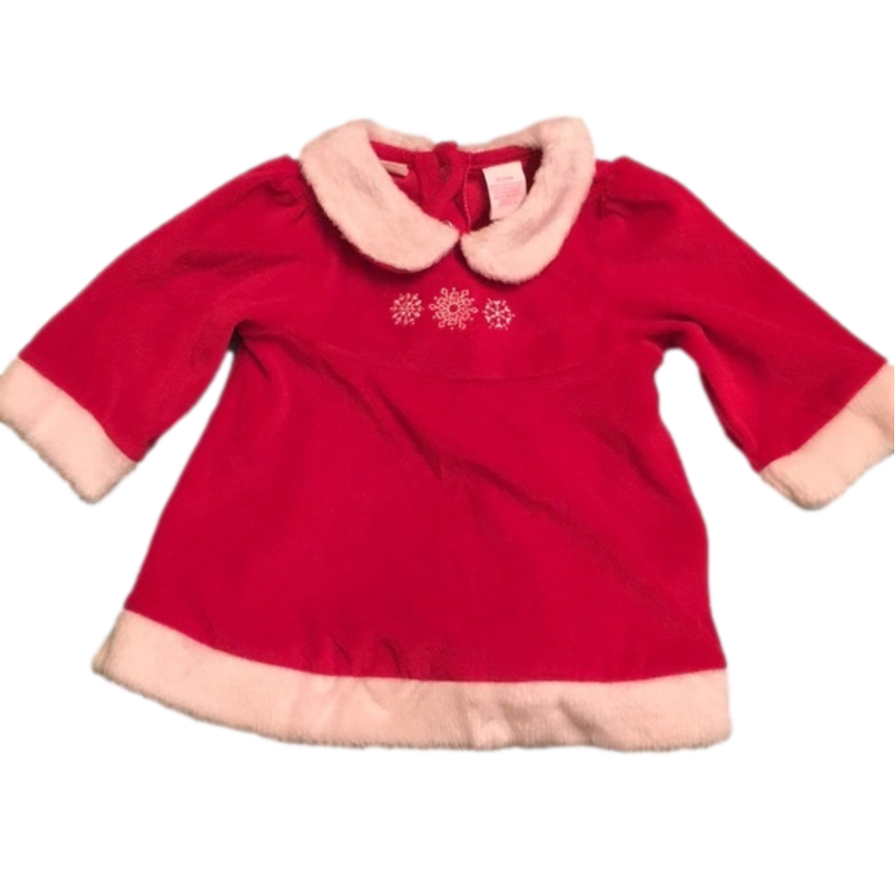 Baby Girl Red Velour Christmas Dress 6-9 Months
